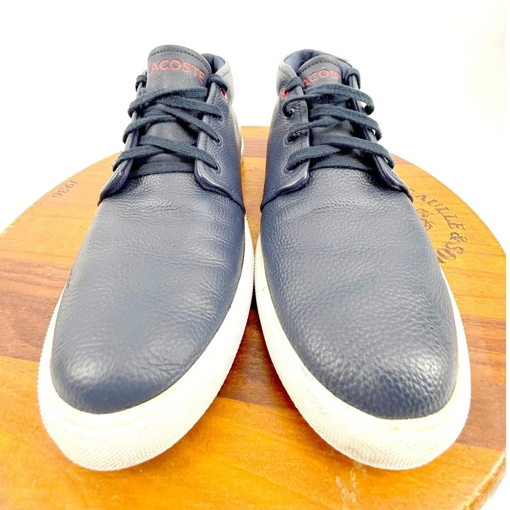 Lacoste Asparta Men's Leather Chukka Sneakers Size 9 Navy Blue Preppy Streetwear